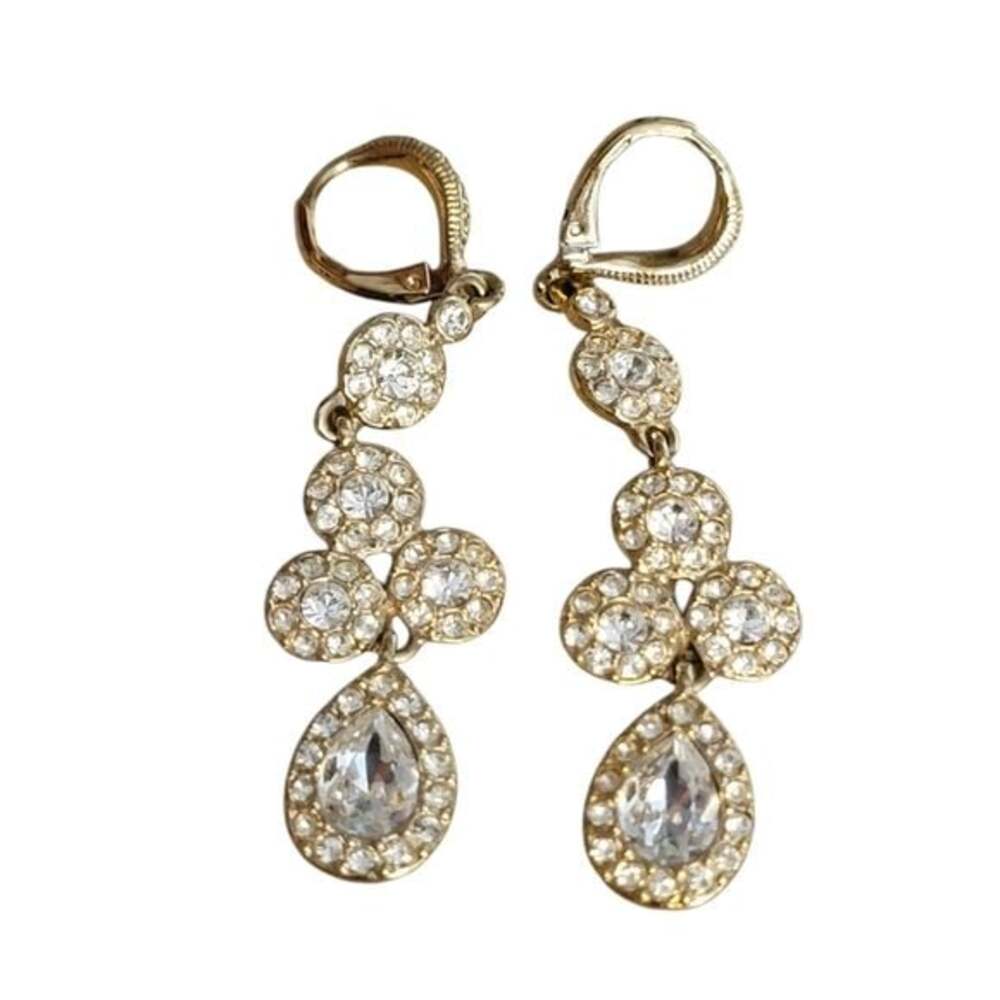 Givenchy Elegant Gold Crystal Drop Earrings